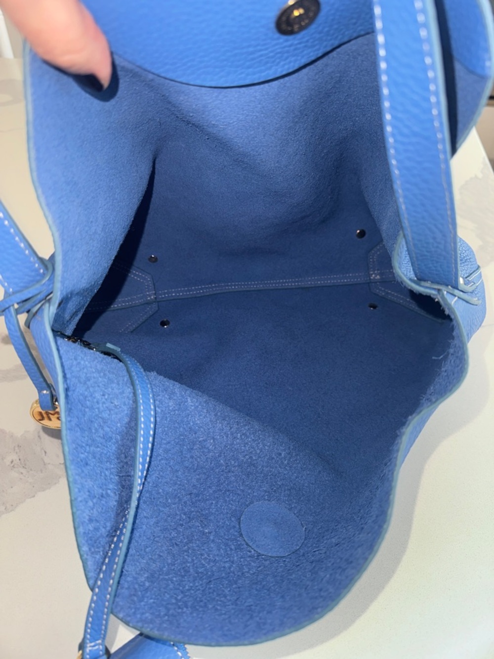 J.McLAUGHLIN periwinkle Blue Leather Foldover Hobo Handbag Purse Bag w/ pouch - Picture 10 of 14